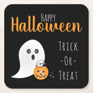 Porta-copo De Papel Quadrado Trick Ou Trate Happy Halloween Ghost Spooky