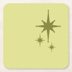 Porta-copo De Papel Quadrado Trio de Oliva Moderna do Médio do século Retro