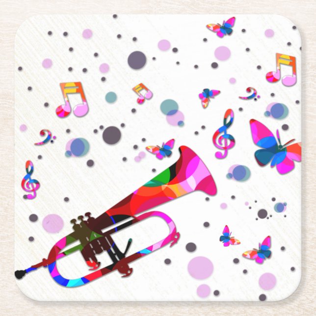 Porta-copo De Papel Quadrado Trombeta festiva (Frente)