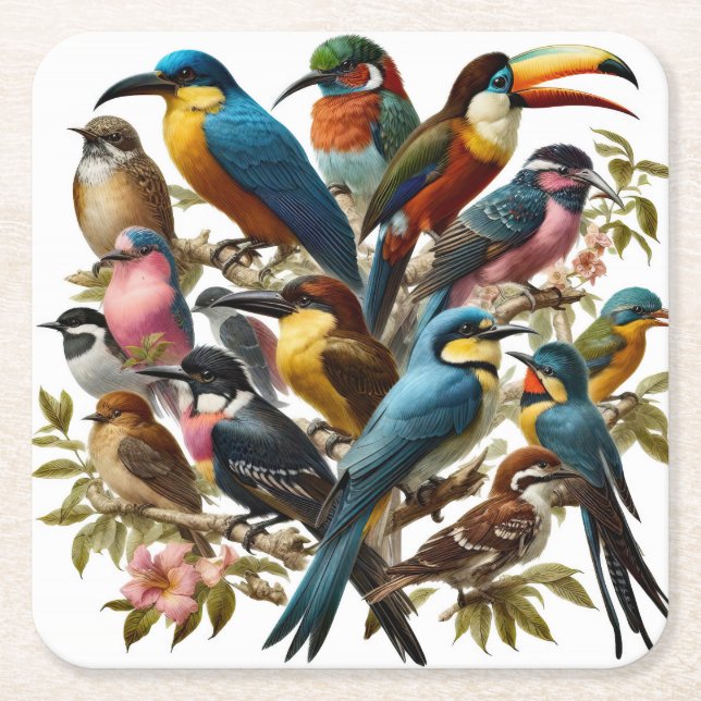 Porta-copo De Papel Quadrado Tropical (Frente)