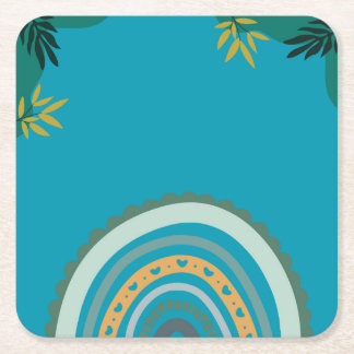 Porta-copo De Papel Quadrado Tropical blue teal 
