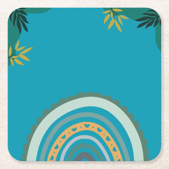 Porta-copo De Papel Quadrado Tropical blue teal  (Frente)