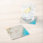 Porta-copo De Papel Quadrado Tropical ocean sand starfish summer beach wedding<br><div class="desc">Tropical ocean sand and starfish summer beach wedding paper coasters.
Add your own names and date to personalize it.</div>