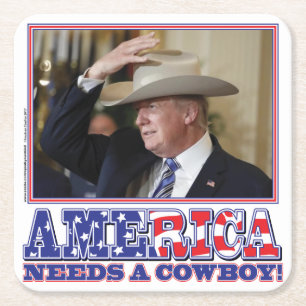 PORTA-COPO DE PAPEL QUADRADO TRUMP-AMERICA-COWBOY