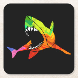 Porta-copo De Papel Quadrado Tubarão Colorido