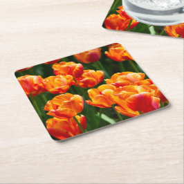 Porta-copo De Papel Quadrado Tulipas laranja-claras no parque