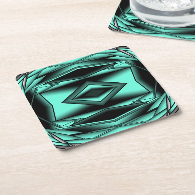 Porta-copo De Papel Quadrado Turim Branco Negro Ombre Abstrato Arte Moderna (Inclinado)