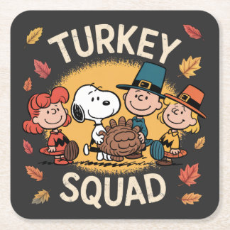 Porta-copo De Papel Quadrado Turkey Squad Funny Cartoon Friends Thanksgiving
