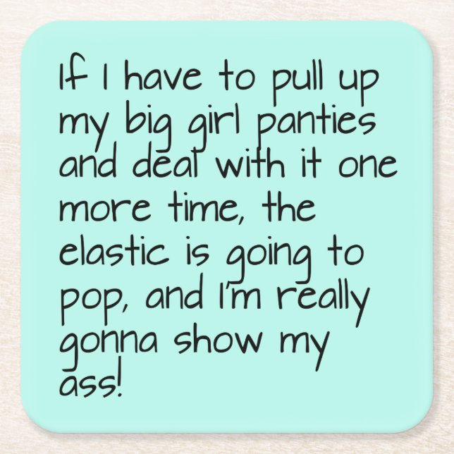 Porta-copo De Papel Quadrado Turquesa Coloca Panecas Grandes Palavras Entretend (Frente)