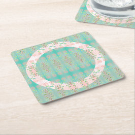 Porta-copo De Papel Quadrado Turquesa Rosa