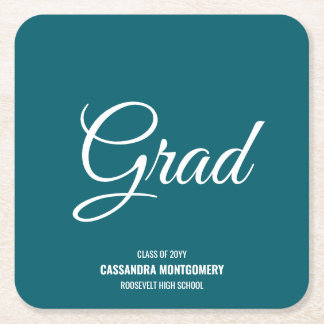 Porta-copo De Papel Quadrado Turquoise Teal Modern Festa de formatura