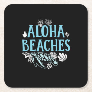 Porta-copo De Papel Quadrado Turtle Lover Praias Aloha