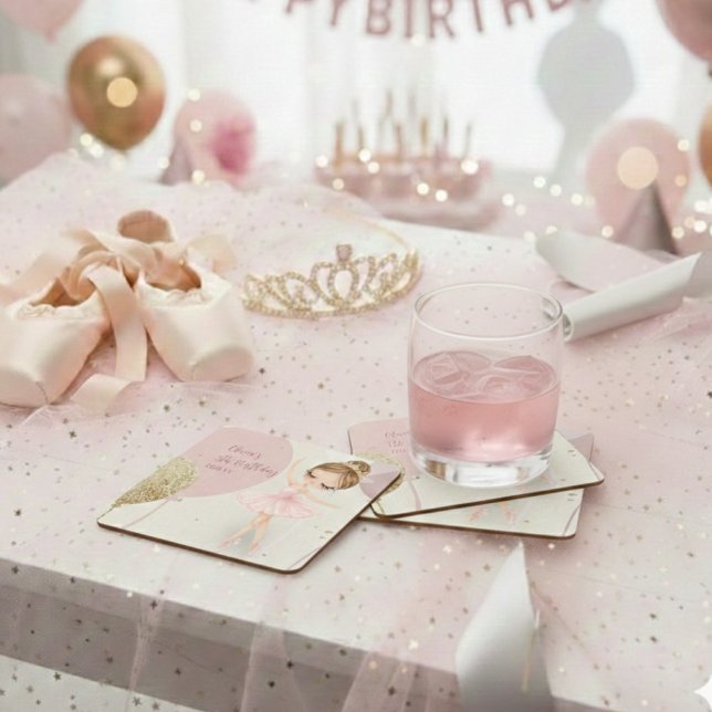 Porta-copo De Papel Quadrado Tutu Pink Ballerina Ballet Dancer Girl Birthday (Criador carregado)