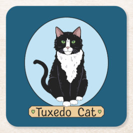 Porta-copo De Papel Quadrado Tuxedo Cat