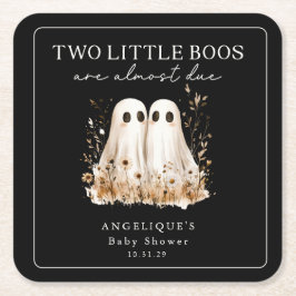 Porta-copo De Papel Quadrado Two Little Boos Ghosts Wildflower Baby Shower 