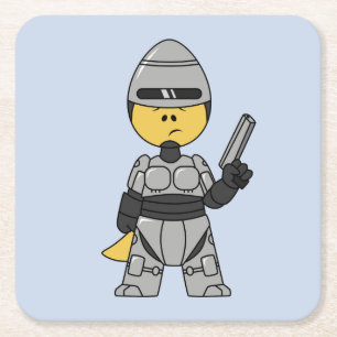 Porta-copo De Papel Quadrado Tyrannosaurus Rex Vestido Como Robocop.