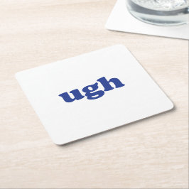 Porta-copo De Papel Quadrado "Ugh" letras azuis festa de papel branco mata-borr