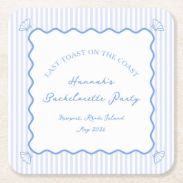 Porta-copo De Papel Quadrado Última Brinde na Festa Azul da Solteirona na Costa