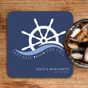 Porta-copo De Papel Quadrado Última vela antes do véu azul-náutico