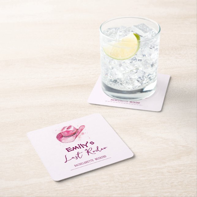 Porta-copo De Papel Quadrado Último Fim de Semana de Bachelorette Rodeo | Porta (Insitu)