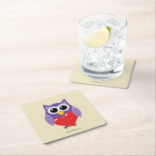 Porta-copo De Papel Quadrado Um Amor Coruja