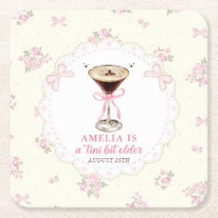 Porta-copo De Papel Quadrado Um Aniversário Tini Bit Antigo Martini Coquette