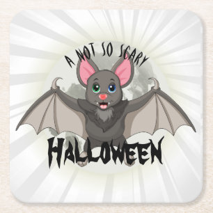 Porta-copo De Papel Quadrado Um Bat De Cartoon E Um Halloween Não Muito Assust