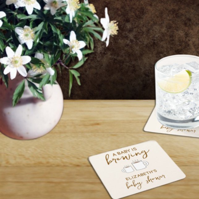 Porta-copo De Papel Quadrado Um Bebê Está Fazendo Chá de fraldas (Criador carregado)