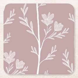 Porta-copo De Papel Quadrado Um brilho antigo de flores brancas Quieta Journey 