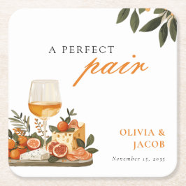 Porta-copo De Papel Quadrado Um Festa de Noivado com Vinho e Queijo Par Perfeit