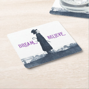 Porta-copo De Papel Quadrado Um Homem Vitoriano Bonito Sonha Acredita Citação