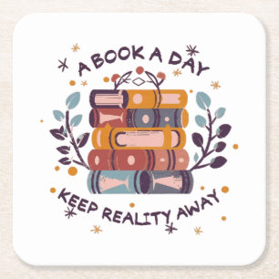 Porta-copo De Papel Quadrado Um livro por dia mantém a realidade longe