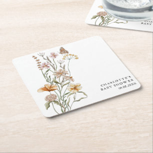 Porta-copo De Papel Quadrado Um pequeno Chá de fraldas de flor selvagem