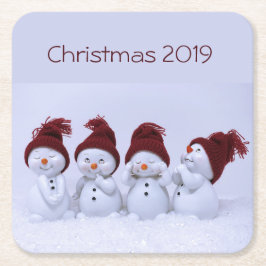 Porta-copo De Papel Quadrado Um quarteto de homens de neve