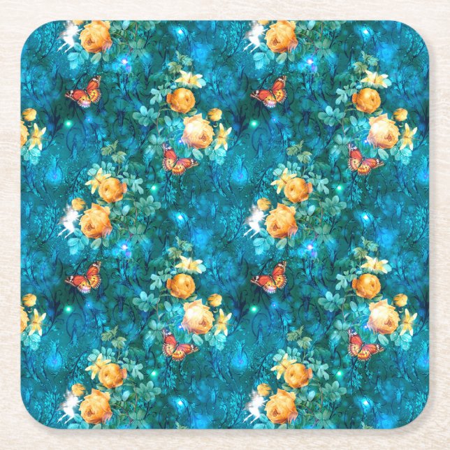 Porta-copo De Papel Quadrado Uma Fada na Série Jardim Design 11 (Frente)