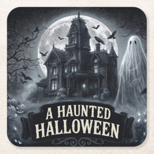 Porta-copo De Papel Quadrado Uma Ilustração Gótica Vintage de um Halloween Asso