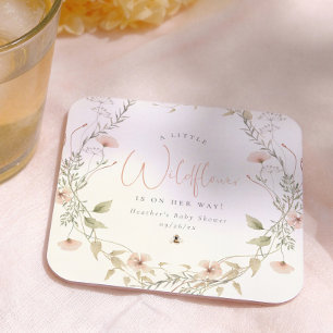 Porta-copo De Papel Quadrado Uma Pequena Festa de Bebê Boho Menina Flor Silvest