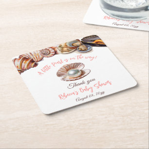 Porta-copo De Papel Quadrado Uma pérola debaixo do Chá de fraldas da Garota do 