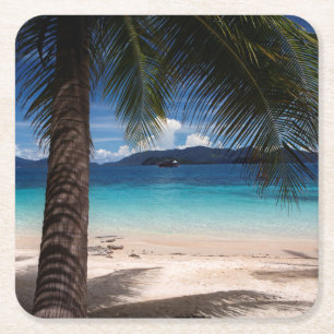 Porta-copo De Papel Quadrado Uma praia na ilha de Wai do Koh em Tailândia