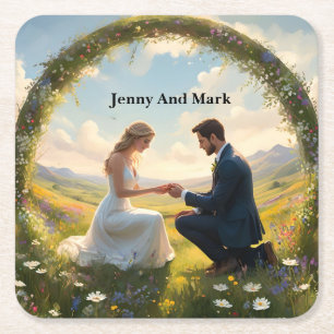 Porta-copo De Papel Quadrado Uma Promessa para Sempre: O Noivado