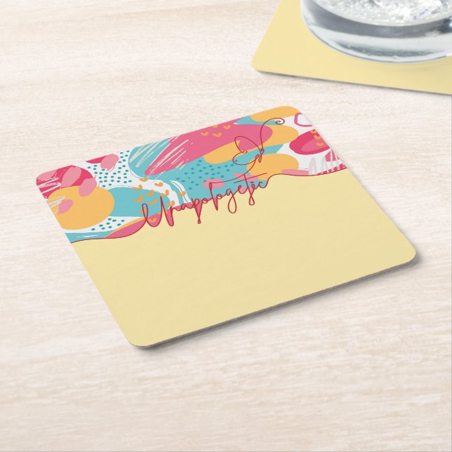 Porta-copo De Papel Quadrado Unapologetic Bold Feminine Statement (Inclinado)