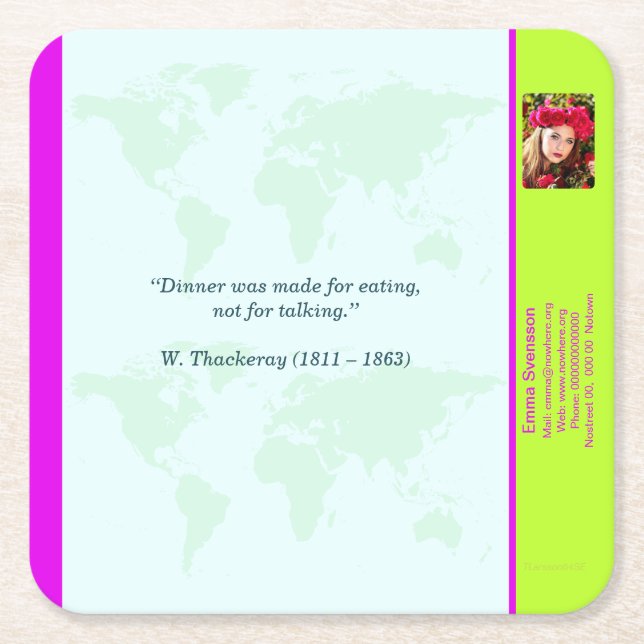 Porta-copo De Papel Quadrado Underlägg — Connect, World (Frente)