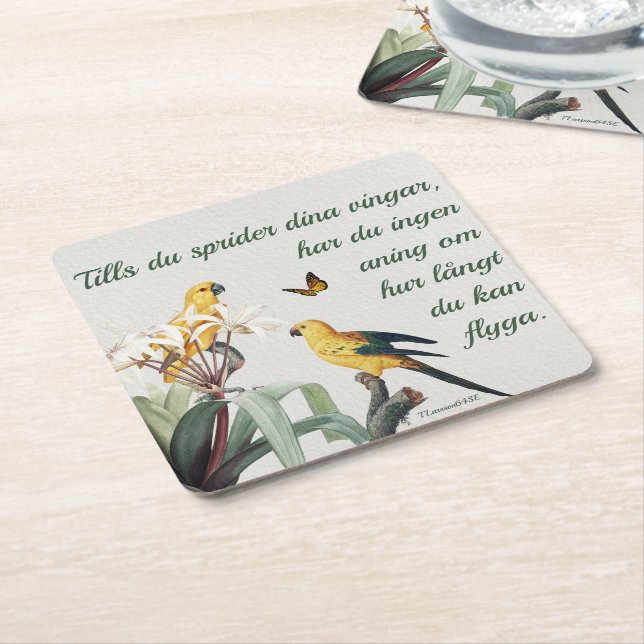 Porta-copo De Papel Quadrado Underlägg — Fåglar (Inclinado)