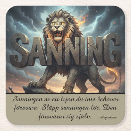 Porta-copo De Papel Quadrado Underlägg — Lejon, sanning