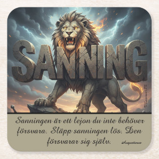 Porta-copo De Papel Quadrado Underlägg — Lejon, sanning