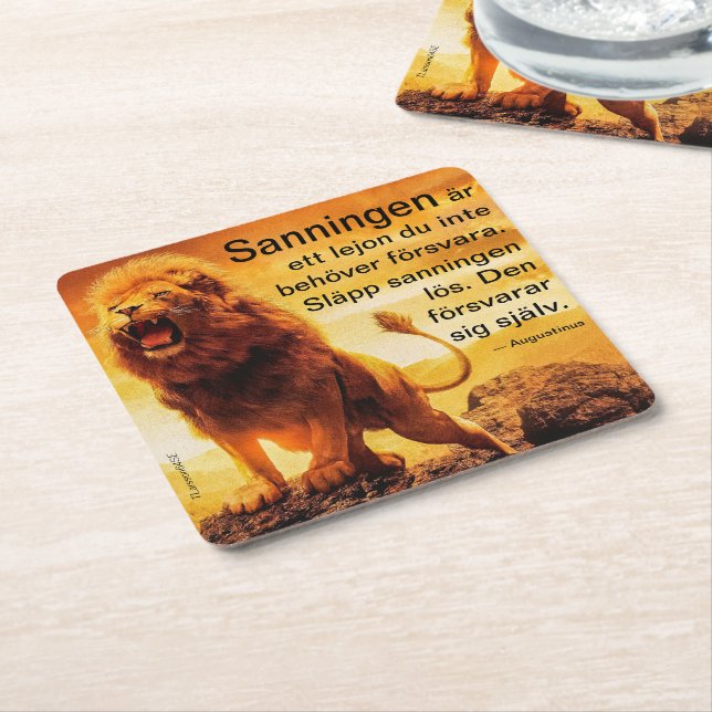 Porta-copo De Papel Quadrado Underlägg — Lejon, sanning (Inclinado)