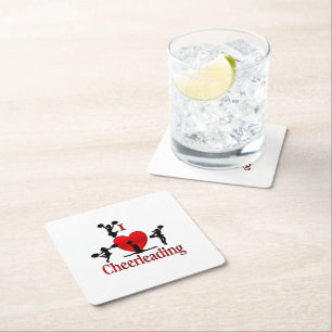 Porta-copo De Papel Quadrado Único I Heart Cheerhead