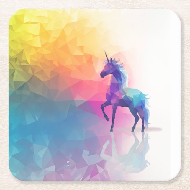 Porta-copo De Papel Quadrado Unicorn Magic (Frente)