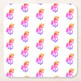 Porta-copo De Papel Quadrado Unicorn Neon