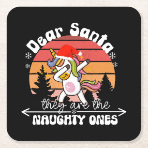 Porta-copo De Papel Quadrado Unicórnio Dançando Natal Divertido